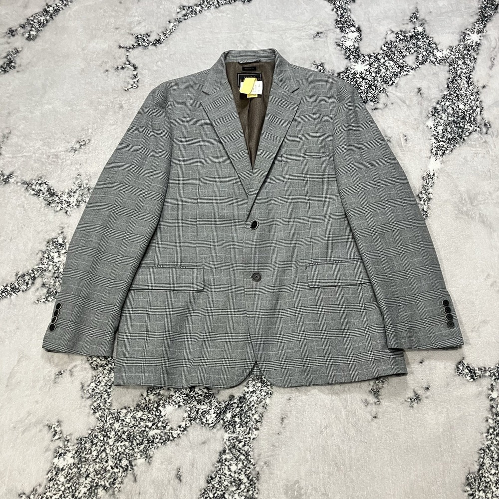 Jos A Bank Reserve Tailored Fit Blazer Mens Size XXL Gray Plaid‎ Sport Coat Men